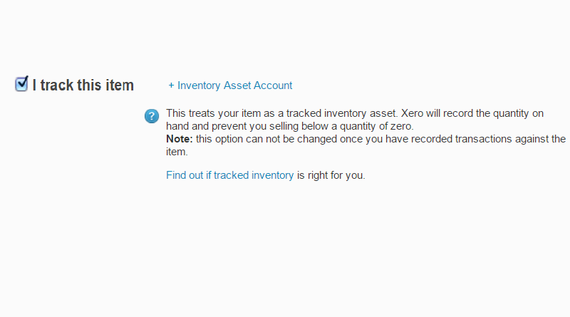 Xero Tracked Inventory