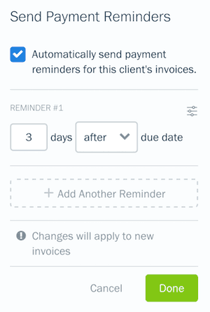 FreshBooks Payment Reminder Due Date