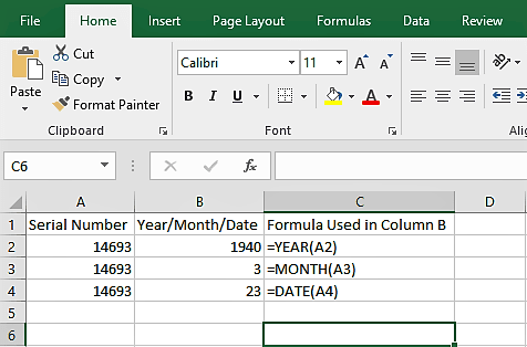 Get Date Month and Day from Excel Serial Numbee