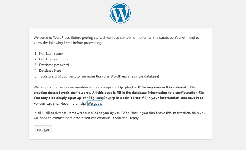 Wordpress Configuration Select Language