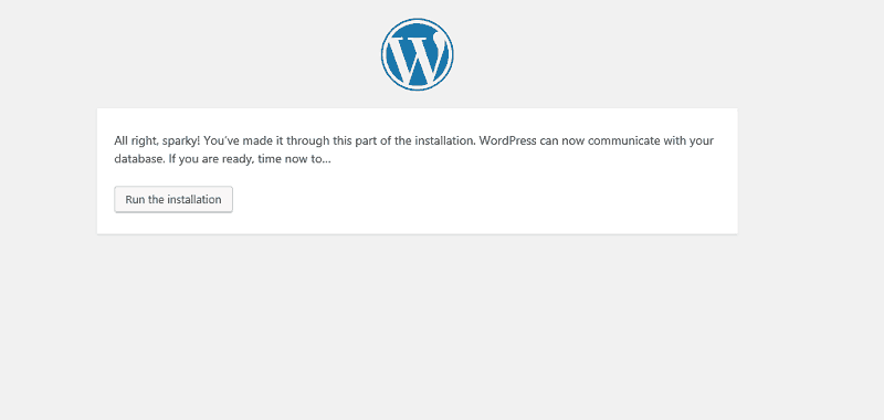 Wordpress Run Installation