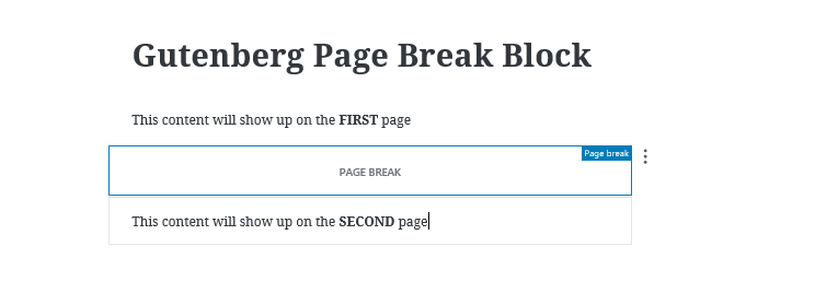 Gutenberg Page Break Block Editor Mode