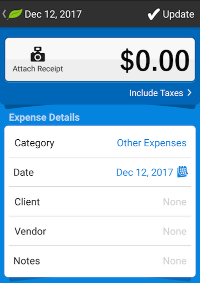 Android Add FreshBooks Expense Details