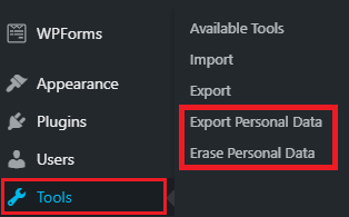 Wordpress Export Import Personal Data