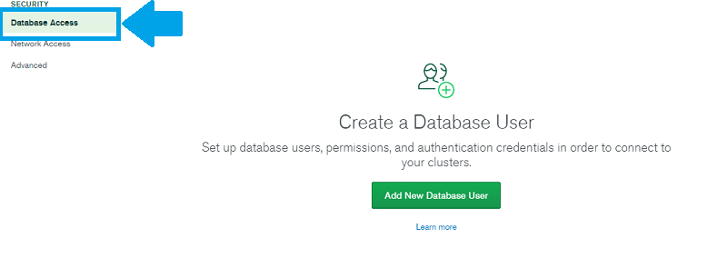 MongoDB Atlas Create a Database User