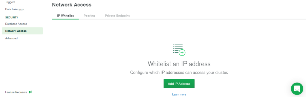 MongoDB Atlas Whitelist IP Address