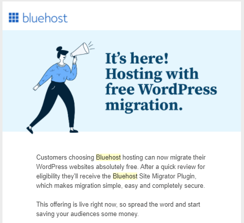 BlueHost - Free WordPress Migration