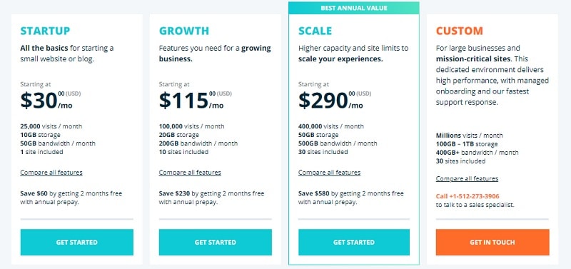 WP Engine - Pricing  - Monthly Plan