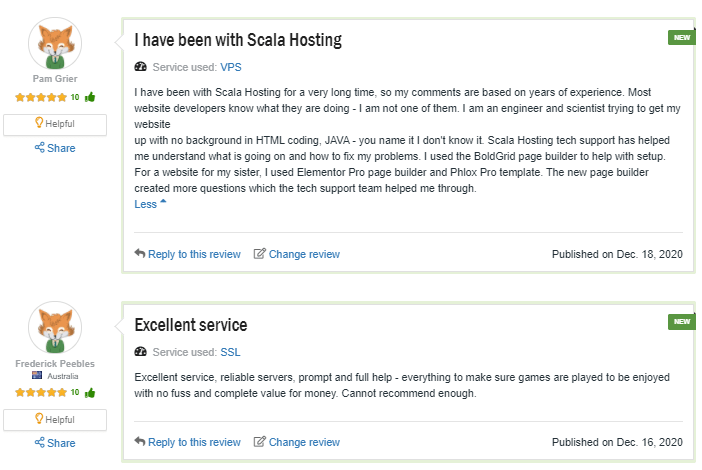 Scala Hosting - Positive User Feedback - 3