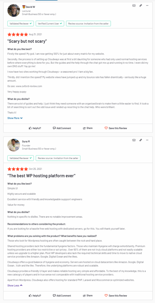 CloudWays - Positive User Reviews - 1
